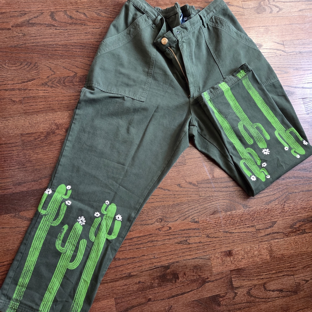 Big Bud Press Paintstamped Work Pants - Cactus Evergreen